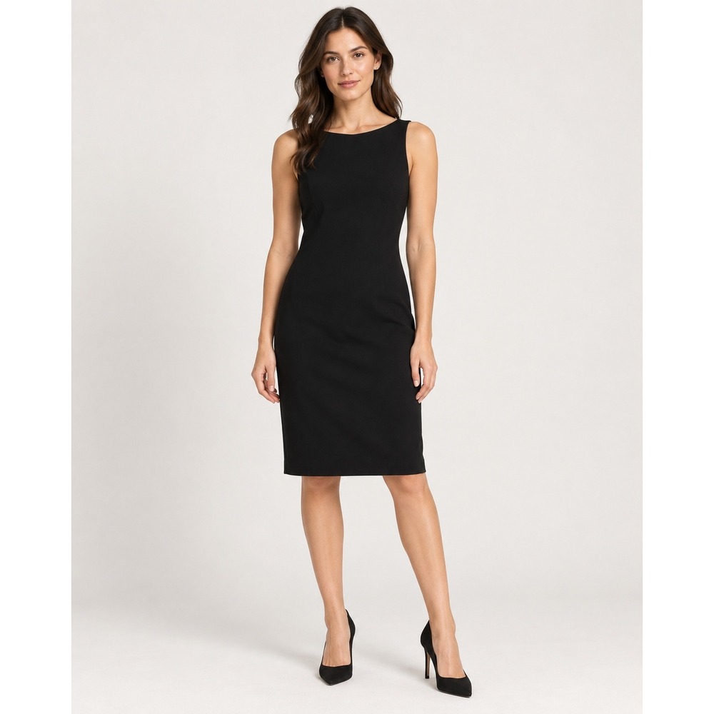 Ann Taylor Petites Black Sheath Dress Sleeveless Size 6P Lined LBD Chic Witchy